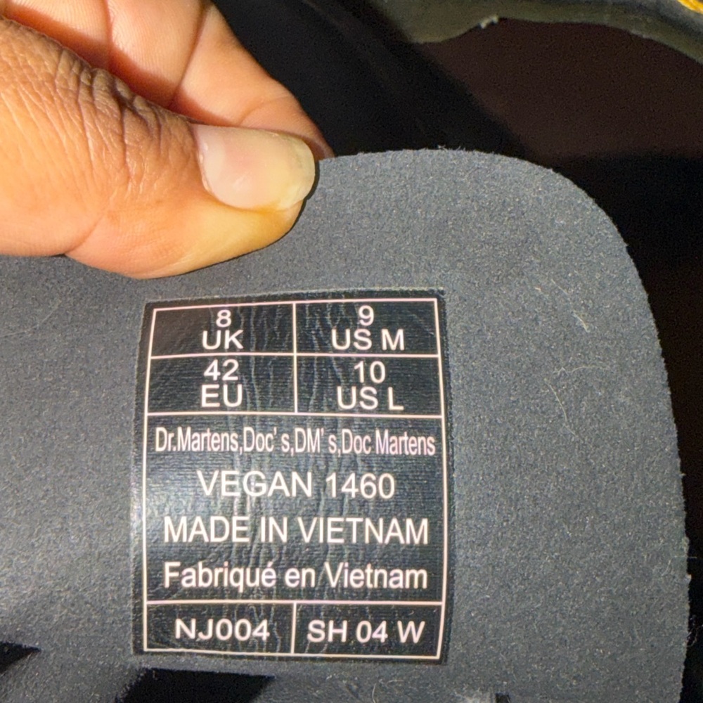 Dr. Martens Black Leather Boots with Yellow Stitching - Picture 4 of 9